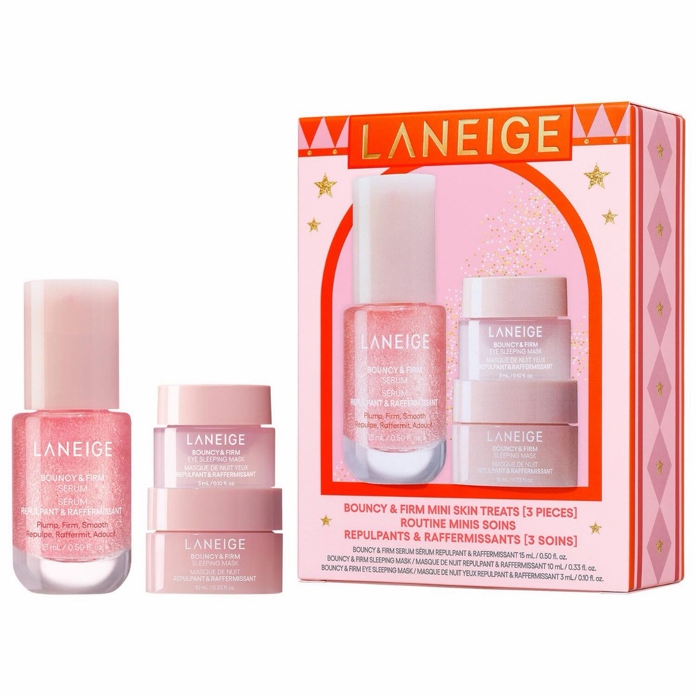 LANEIGE BOUNCY+FIRM MINI SKIN TREATS SET LIMITED EDITION 3 Pc Set NEW IN BOX!